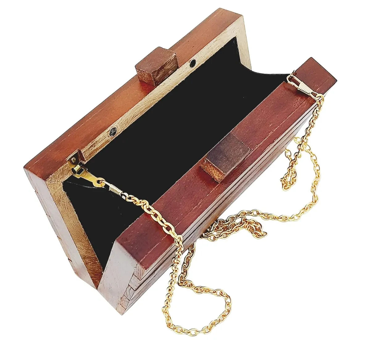 Saira Brown Wooden Slim Rectangular Clutch Bag